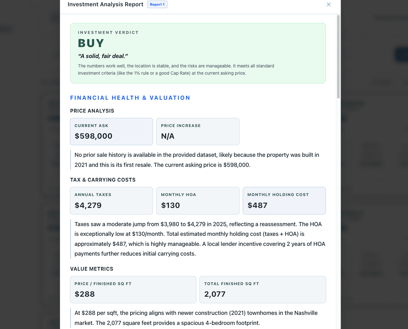 Sample AI property report